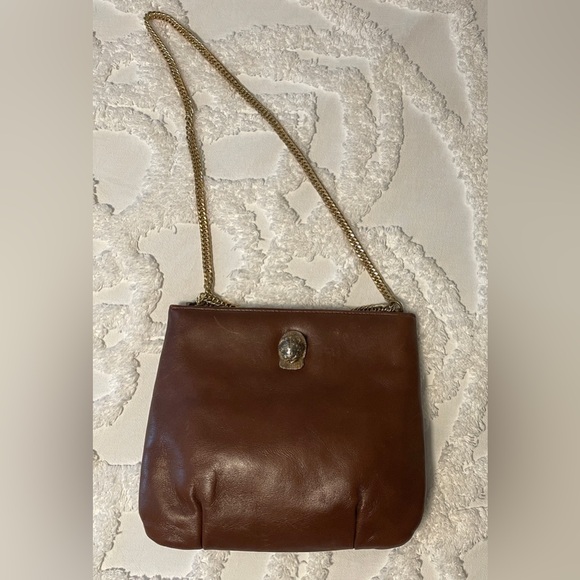 Vintage (1970s) Ruth Saltz Brown Leather Adjustable Cougar Head Purse - Picture 2 of 9